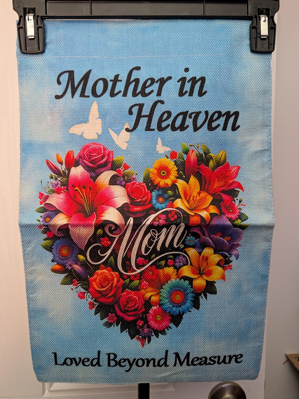 Mother in Heaven Floral Heart Wall Flag